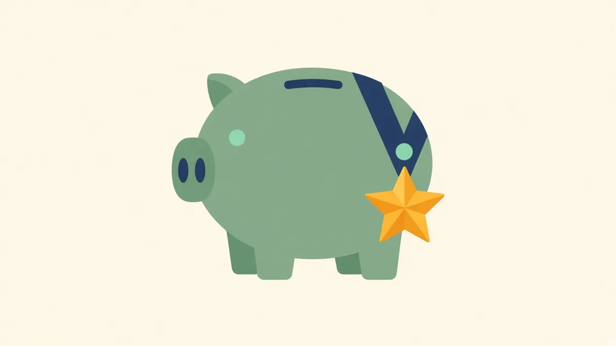 Illustration: a piggy bank wearing a star medal, for CPF's top pension rating