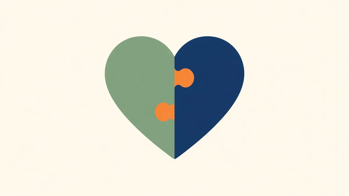 Illustration: two puzzle pieces forming a heart, for a dementia community centre